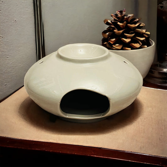 Minimalist large bowl ceramic wax burner - Grey